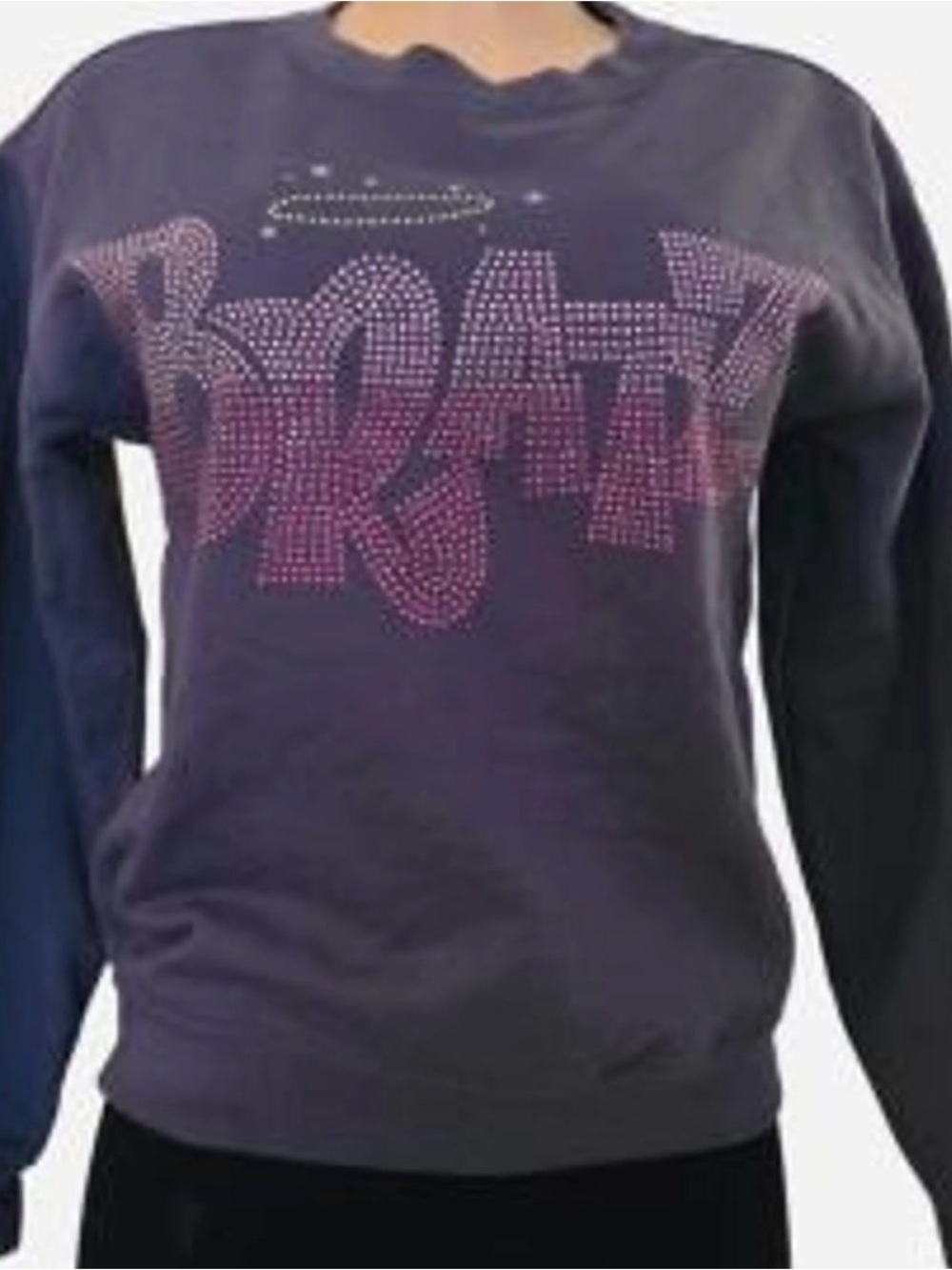 Women’s Dark Gray Sweatshirt with Pink Stud Graphic